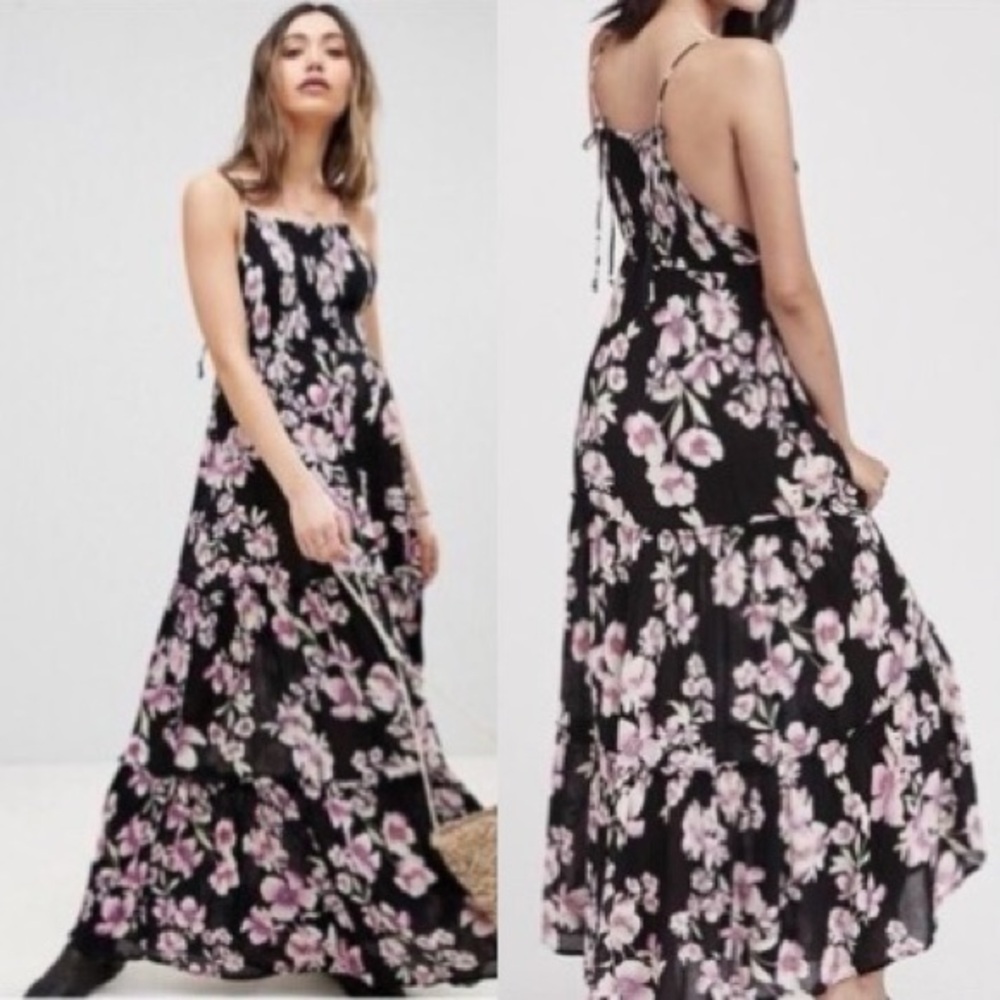 Free People Onyx Garden Party Floral Maxi Dress NWOT Medium